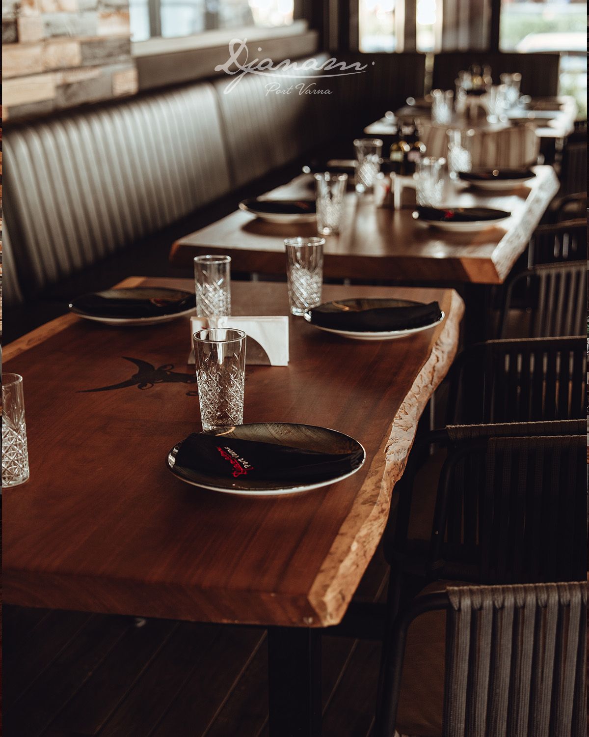 Live-edge wooden tables