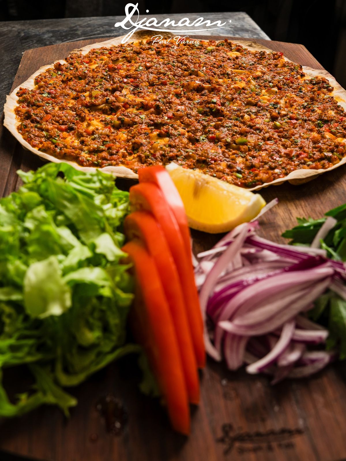 Lahmacun with fresh greens